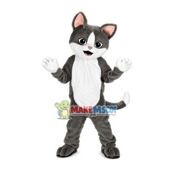 Optimistic Little Gray Cat Mascot Costume