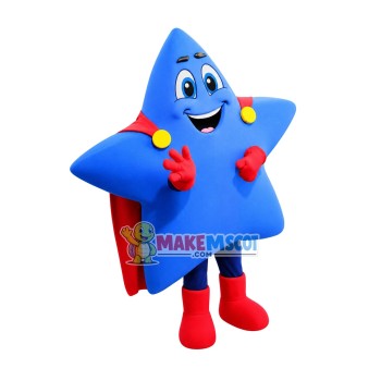 Blue Star In The Boots Mascot Cartoon Costume Blue Star In The Boots Mascot Cartoon Costume