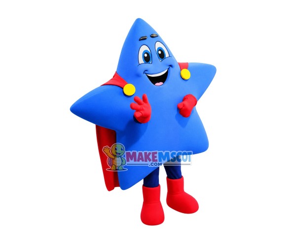 Blue Star In The Boots Mascot Cartoon Costume