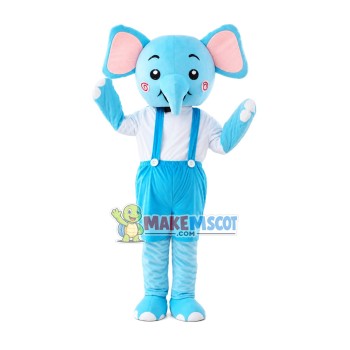 Sky Blue Little Cartoon Elephant Mascot Costume