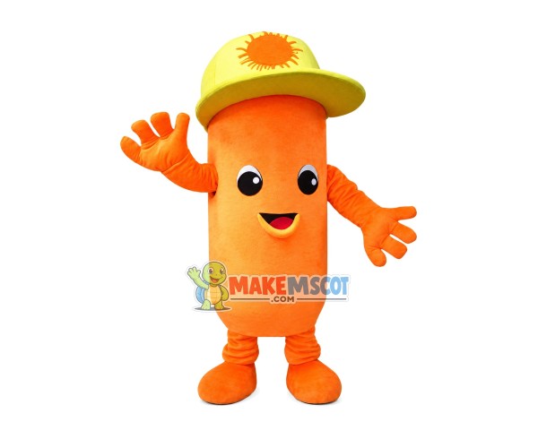 Ham Sausage With Sun Hat Mascot Costume Ham Sausage With Sun Hat Mascot Costume