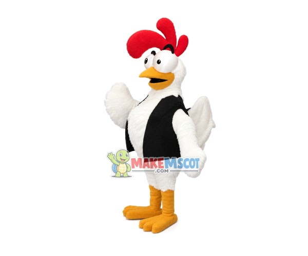 White Chicken With Staring Eyes Mascot Costume