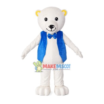 Cute Polar Bear In The Vest Mascot Costume Cute Polar Bear In The Vest Mascot Costume