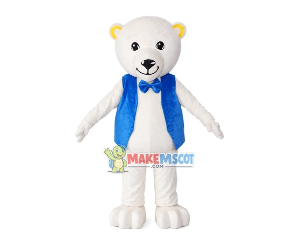Cute Polar Bear In The Vest Mascot Costume Cute Polar Bear In The Vest Mascot Costume