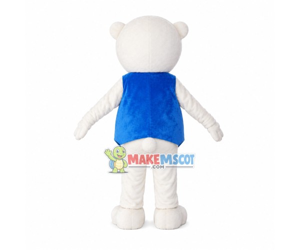 Cute Polar Bear In The Vest Mascot Costume Cute Polar Bear In The Vest Mascot Costume