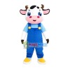 Young Cow With Overalls Mascot Costume