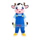 Young Cow With Overalls Mascot Costume Young Cow With Overalls Mascot Costume