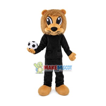Big Eyes Lion Mascot Costume Carrying Football