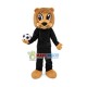 Big Eyes Lion Mascot Costume Carrying Football Big Eyes Lion Mascot Costume Carrying Football