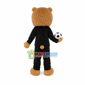 Big Eyes Lion Mascot Costume Carrying Football Big Eyes Lion Mascot Costume Carrying Football