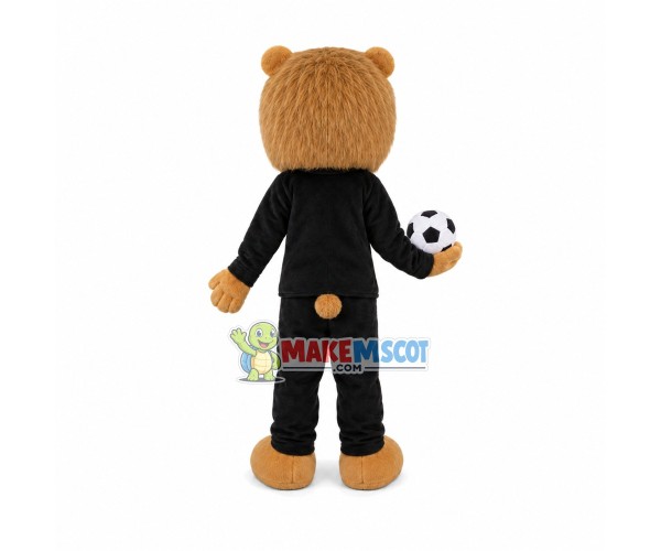 Big Eyes Lion Mascot Costume Carrying Football Big Eyes Lion Mascot Costume Carrying Football