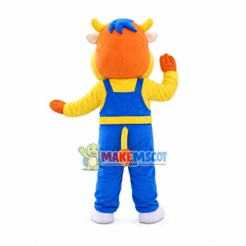 Delighted Engineer Calf Mascot Costume Delighted Engineer Calf Mascot Costume