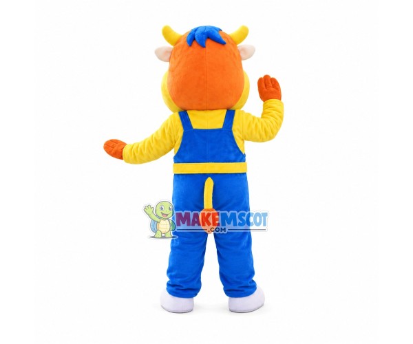 Delighted Engineer Calf Mascot Costume Delighted Engineer Calf Mascot Costume