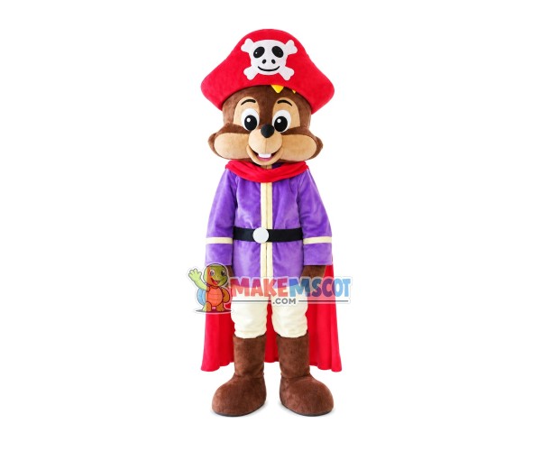 Pirate Chief Chipmunk Mascot Costume Pirate Chief Chipmunk Mascot Costume