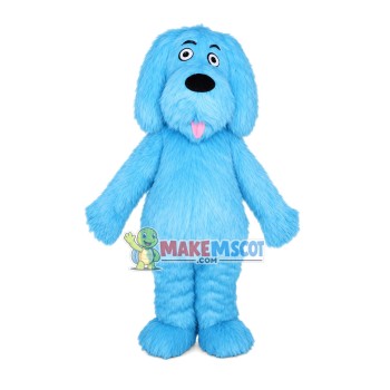 Lively Blue Long Wool Dog Mascot Costume Lively Blue Long Wool Dog Mascot Costume