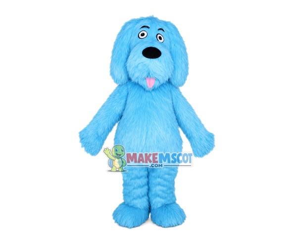 Lively Blue Long Wool Dog Mascot Costume Lively Blue Long Wool Dog Mascot Costume