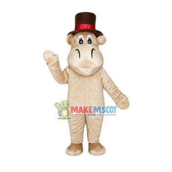 Polite Top Hat Hippo Mascot Costume