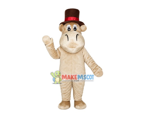Polite Top Hat Hippo Mascot Costume Polite Top Hat Hippo Mascot Costume
