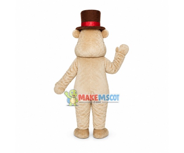 Polite Top Hat Hippo Mascot Costume Polite Top Hat Hippo Mascot Costume