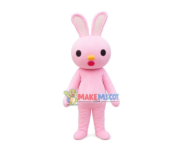 Pink Little Bunny Cartoon Mascot Costume Pink Little Bunny Cartoon Mascot Costume
