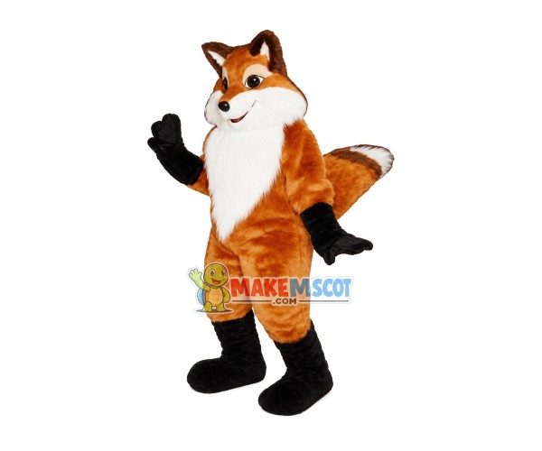 Happy Brown Fox Mascot Costume Long Wool