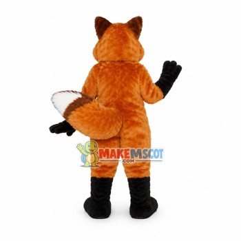 Happy Brown Fox Mascot Costume Long Wool