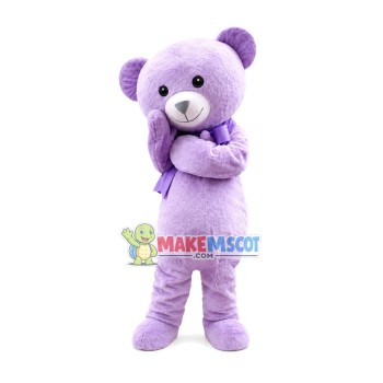 Restrained Lavender Bear Mascot Costume