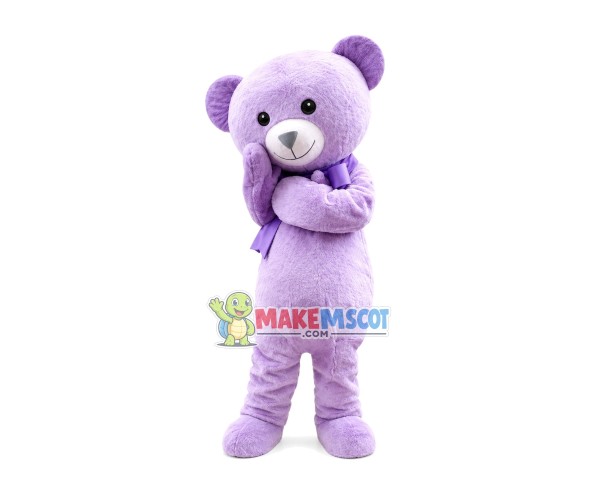 Restrained Lavender Bear Mascot Costume Restrained Lavender Bear Mascot Costume