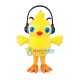 Little Yellow Chicken Mascot Costume Listening To Music