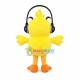 Little Yellow Chicken Mascot Costume Listening To Music
