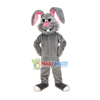 Curly Ear Grey Bunny Mascot Costume Curly Ear Grey Bunny Mascot Costume