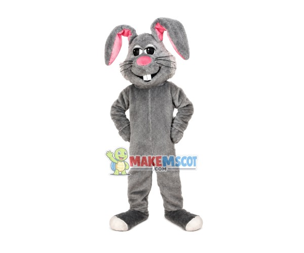 Curly Ear Grey Bunny Mascot Costume Curly Ear Grey Bunny Mascot Costume