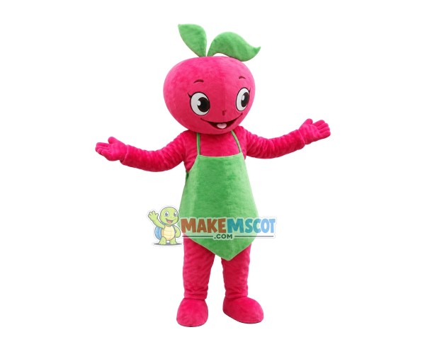 Apple Doll With Apron Mascot Costume Apple Doll With Apron Mascot Costume