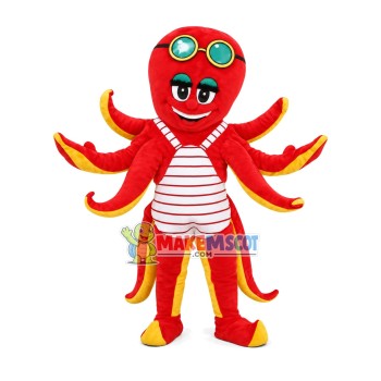 Bib Red Octopus Mascot Costume Bib Red Octopus Mascot Costume