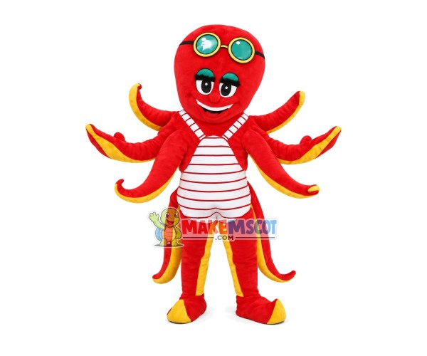 Bib Red Octopus Mascot Costume