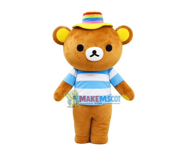 Rilakkuma In Striped Hat Mascot Costume Rilakkuma In Striped Hat Mascot Costume