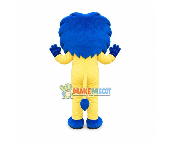 Cartoon Lion With Blue Mane Mascot Costume Cartoon Lion With Blue Mane Mascot Costume