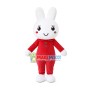 Shy Red Button Bunny Mascot Costume