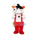Cow With Red Overalls Mascot Costume Cow With Red Overalls Mascot Costume