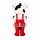 Cow With Red Overalls Mascot Costume Cow With Red Overalls Mascot Costume