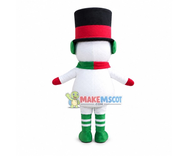 Snowman Mascot Costume With Green Buttons Snowman Mascot Costume With Green Buttons