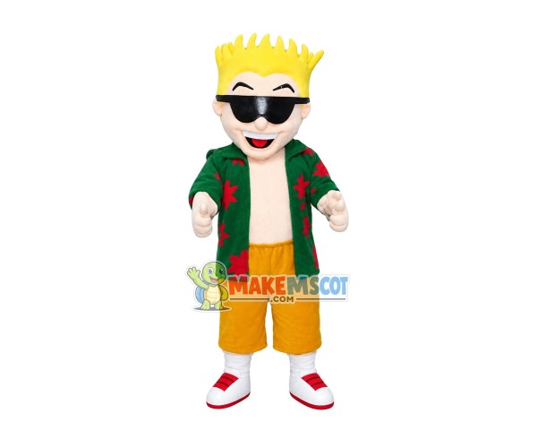 Blond Man Mascot Costume On Vacation Blond Man Mascot Costume On Vacation