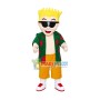 Blond Man Mascot Costume On Vacation
