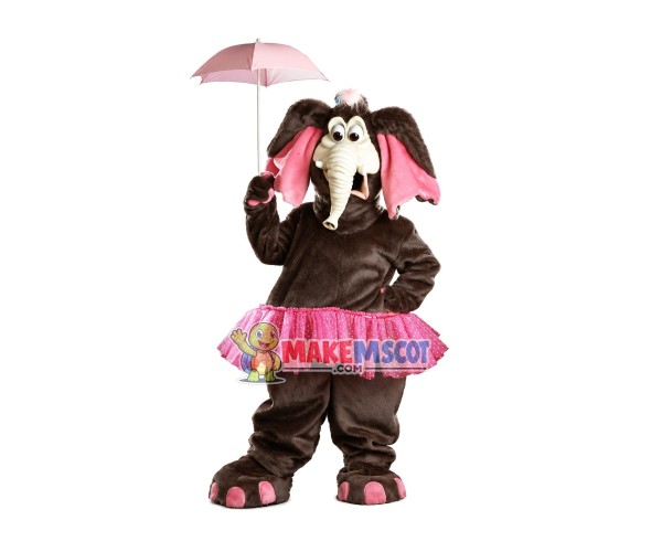 Elegant Elephant With Umbrella Mascot Costume Elegant Elephant With Umbrella Mascot Costume