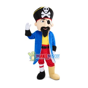 Bearded One-eyed Pirate Mascot Costume Bearded One-eyed Pirate Mascot Costume
