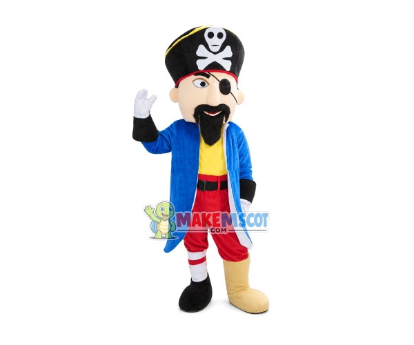 Bearded One-eyed Pirate Mascot Costume Bearded One-eyed Pirate Mascot Costume