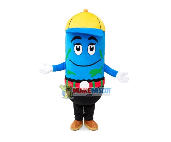 Pointed Blue Crayons Mascot Costume Pointed Blue Crayons Mascot Costume