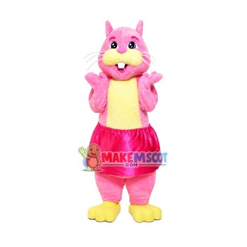 Lively Pink Squirrel Mascot Costume Lively Pink Squirrel Mascot Costume