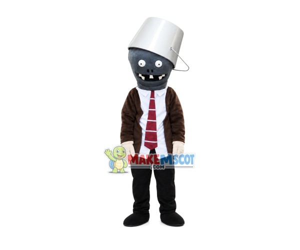Bucket Zombie Cartoon Mascot Costume Bucket Zombie Cartoon Mascot Costume