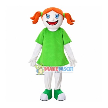 Little Girl In The Green Dress Mascot Costume Little Girl In The Green Dress Mascot Costume